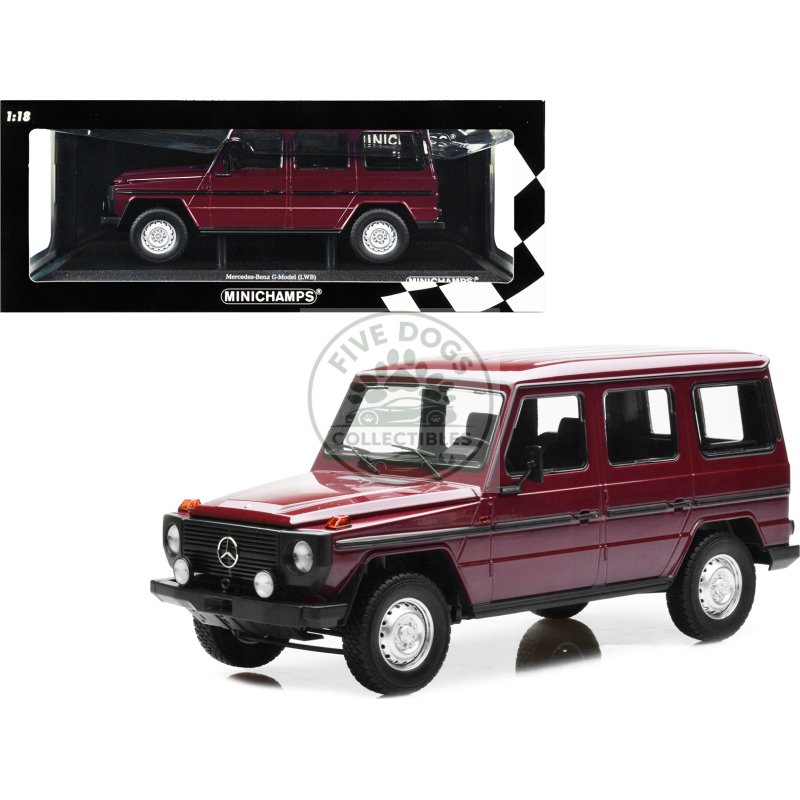 1980 mercedes benz g model (lwb) dark red with black stripes limited edition to 402 pieces worldwide 1/18 diecast model car by minichamps