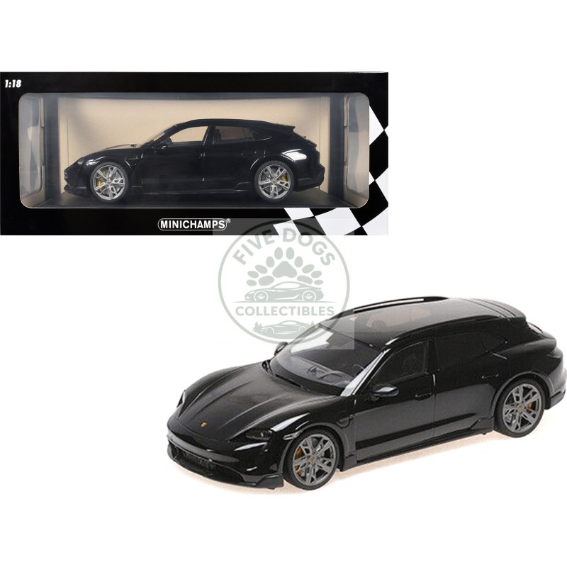 2021 porsche taycan cuv turbo s black limited edition to 480 pieces worldwide 1/18 diecast model car by minichamps