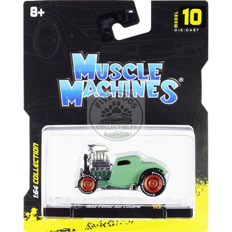 1933 ford 3w coupe light green 1/64 diecast model car by muscle machines
