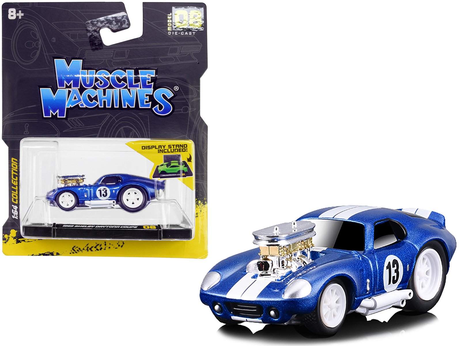 1965 shelby daytona coupe #13 blue metallic with white stripes 1/64 diecast model car by muscle machines 1965 shelby daytona coupe #13 blue metallic with white stripes 1/64 diecast model car by muscle machines