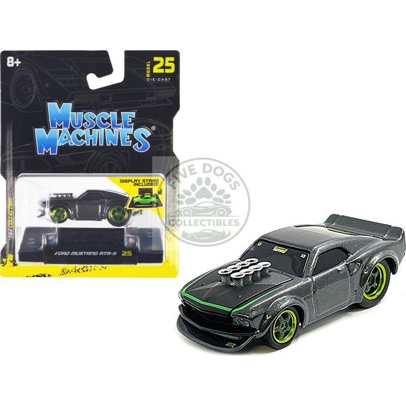 ford mustang rtr x gray metallic 1/64 diecast model car by muscle machines