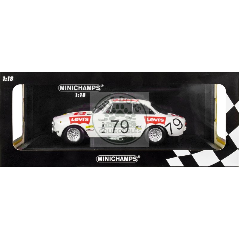 alfa romeo 1300 gta #79 pierre rubens charles axel van ryn "levi's" 24 hours of spa (1971) limited edition to 300 pieces worldwide 1/18 diecast model car by minichamps