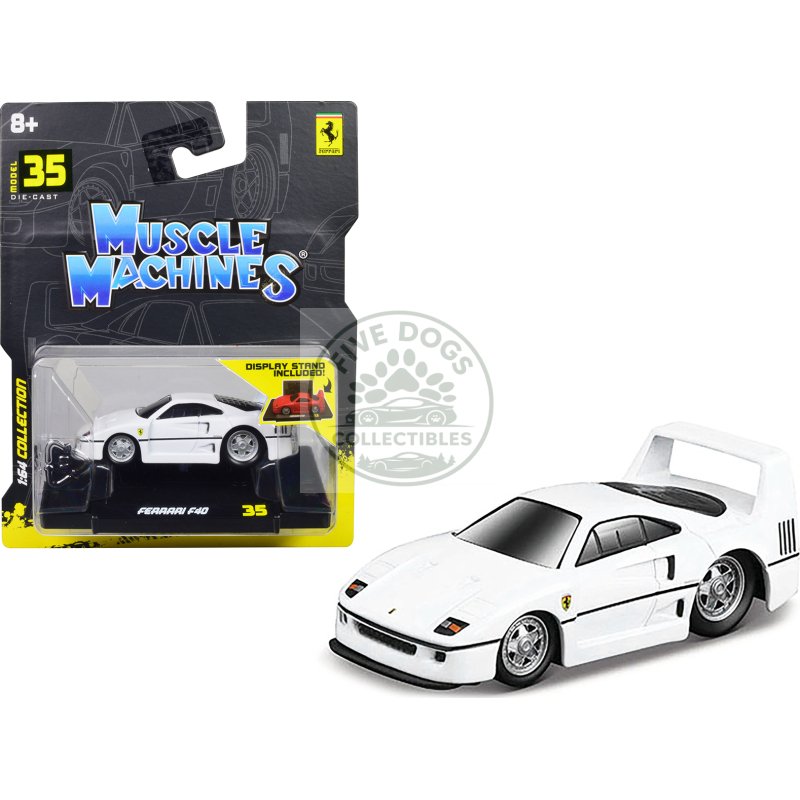 ferrari f40 white 1/64 diecast model car by muscle machines