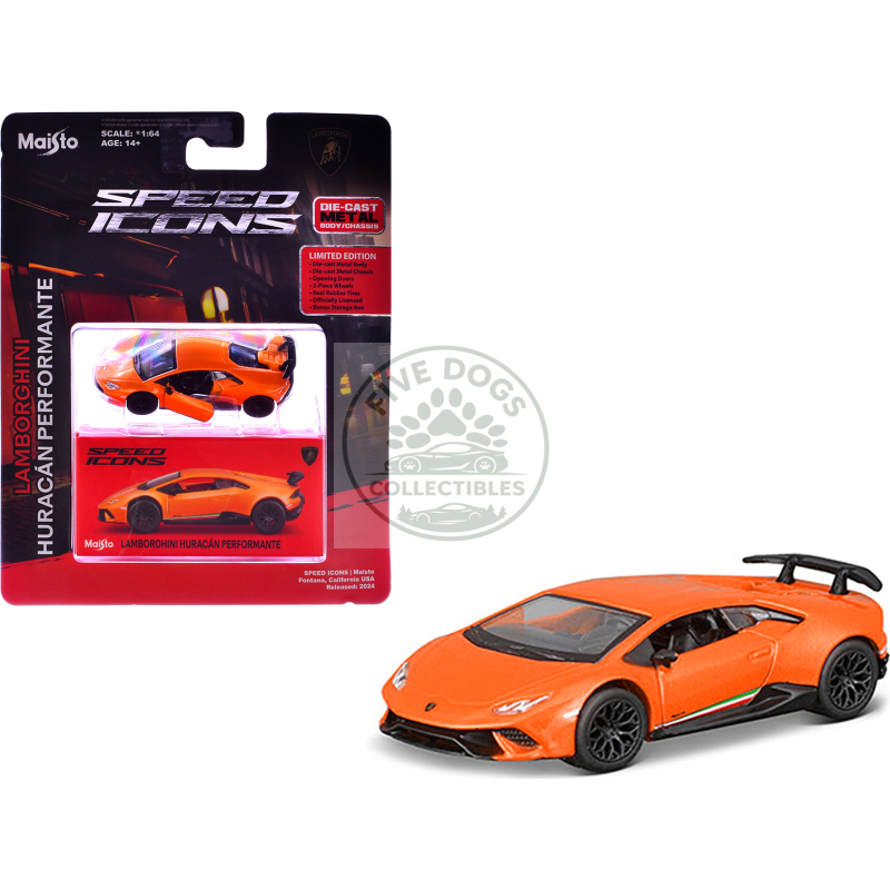 lamborghini huracan performante orange "speed icons" series 1/64 diecast model car by maisto