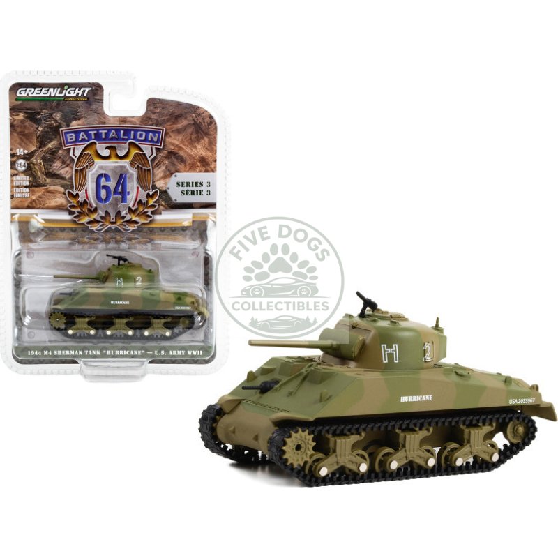 61030 b greenlight battalion 64 1944 m4 sherman tank "hurricane" u.s. army wwii