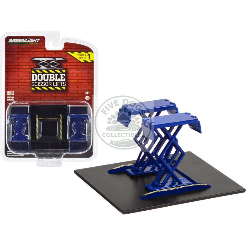 automotive double scissor lift blue "double scissor lifts" series 1 1/64 diecast model by greenlight