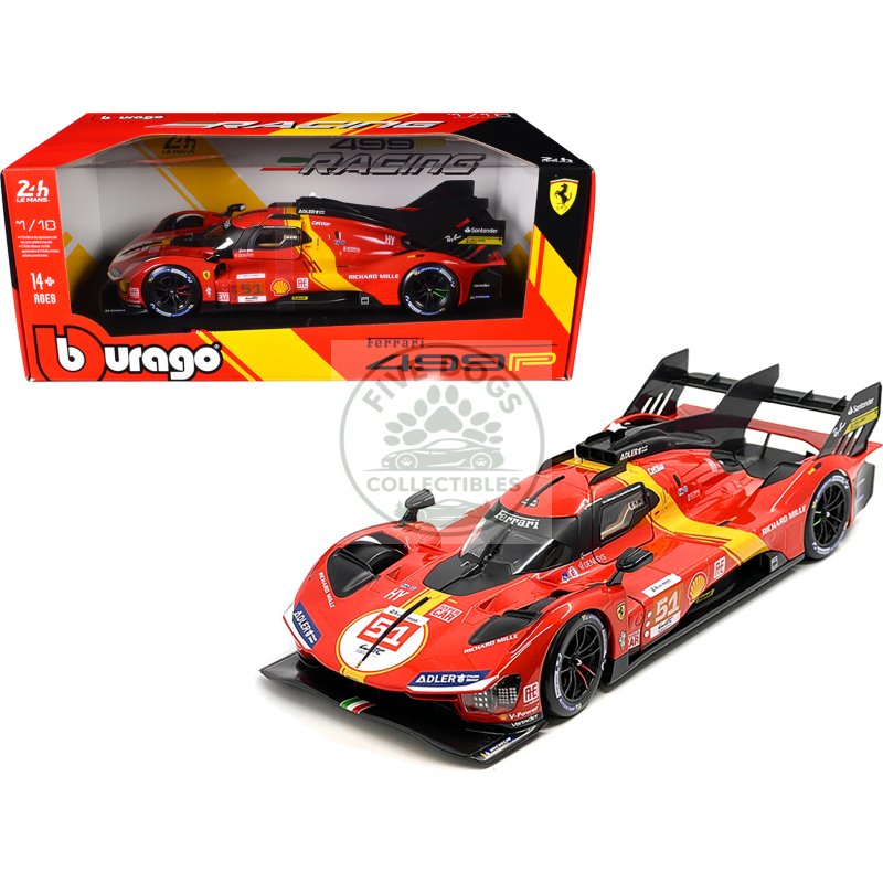 ferrari 499p #51 james calado antonio giovinazzi alessandro pier guidi "ferrari af corse" winner "24 hours of le mans" (2023) "racing" series 1/18 diecast model car by bburago