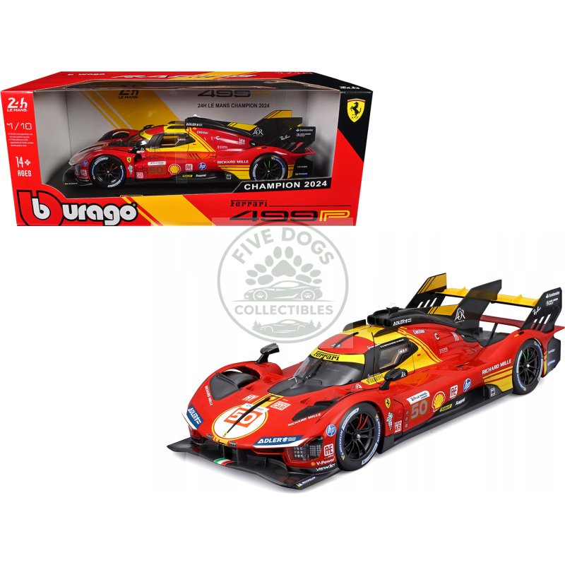 ferrari 499p #50 antonio fuoco miguel molina nicklas nielsen "ferrari af corse" winner "24 hours of le mans" (2024) "racing" series 1/18 diecast model car by bburago