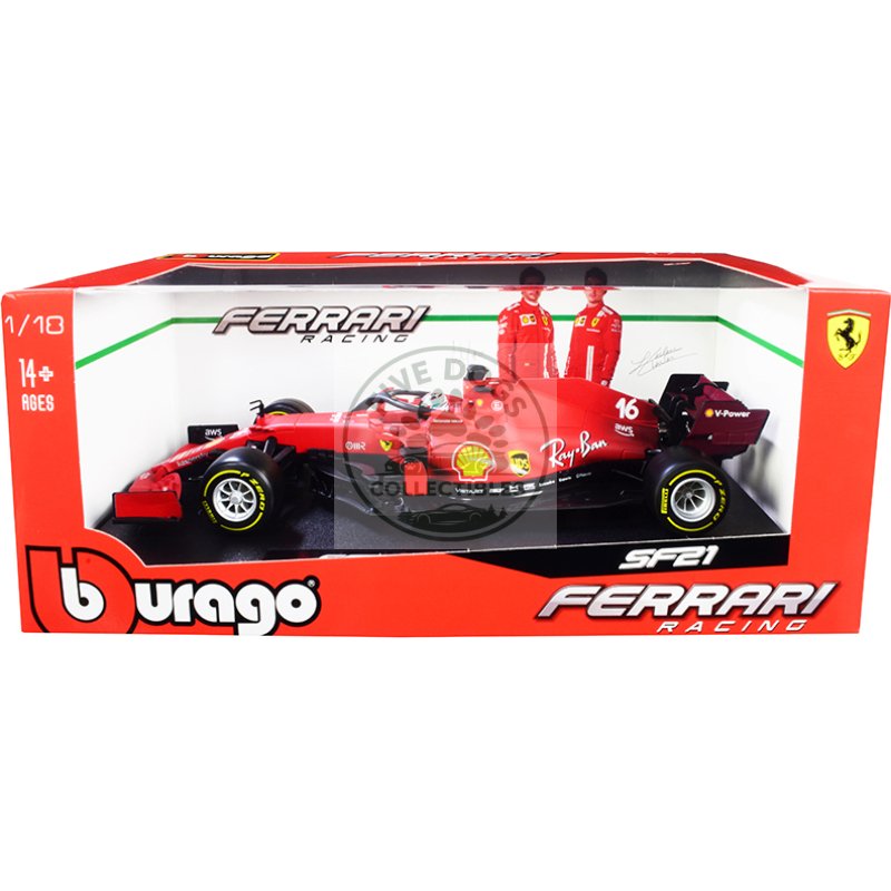 ferrari sf21 #16 charles leclerc formula one f1 car "ferrari racing" series 1/18 diecast model car by bburago