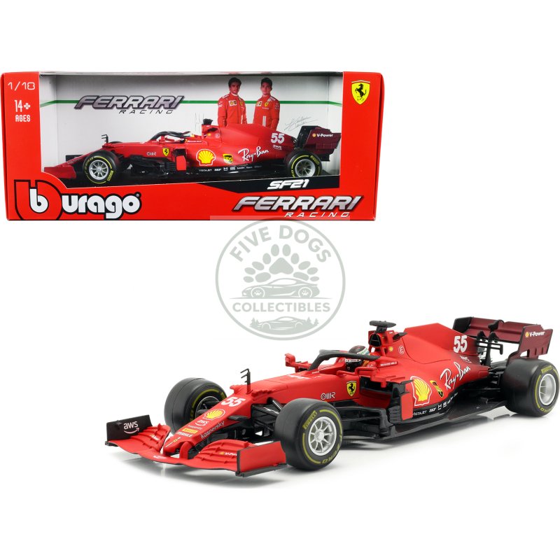 ferrari sf21 #55 carlos sainz formula one f1 car "ferrari racing" series 1/18 diecast model car by bburago