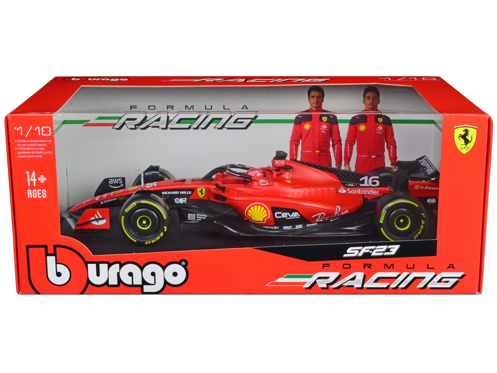 ferrari sf 23 #16 charles leclerc formula one f1 world championship (2023) "formula racing" series 1/18 diecast model car by bburago ferrari sf 23 #16 charles leclerc formula one f1 world championship (2023) "formula racing" series 1/18 diecast model car by bburago