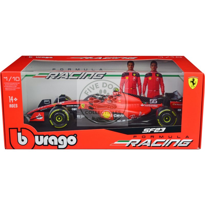 ferrari sf 23 #55 carlos sainz formula one f1 world championship (2023) "formula racing" series 1/18 diecast model car by bburago