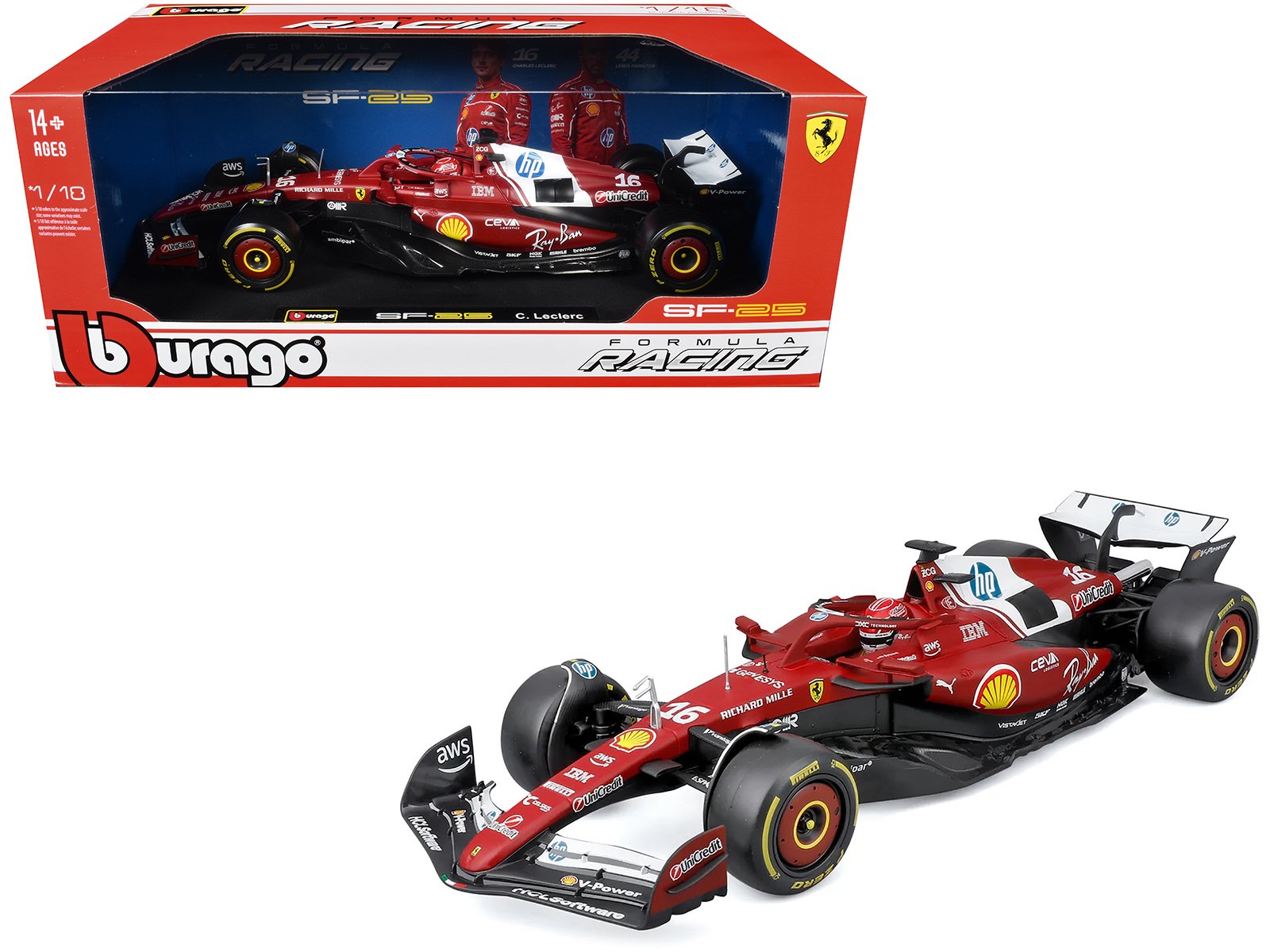 ferrari sf 25 #16 charles leclerc formula one f1 world championship (2025) "formula racing" series 1/18 diecast model car by bburago ferrari sf 25 #16 charles leclerc formula one f1 world championship (2025) "formula racing" series 1/18 diecast model car by bburago