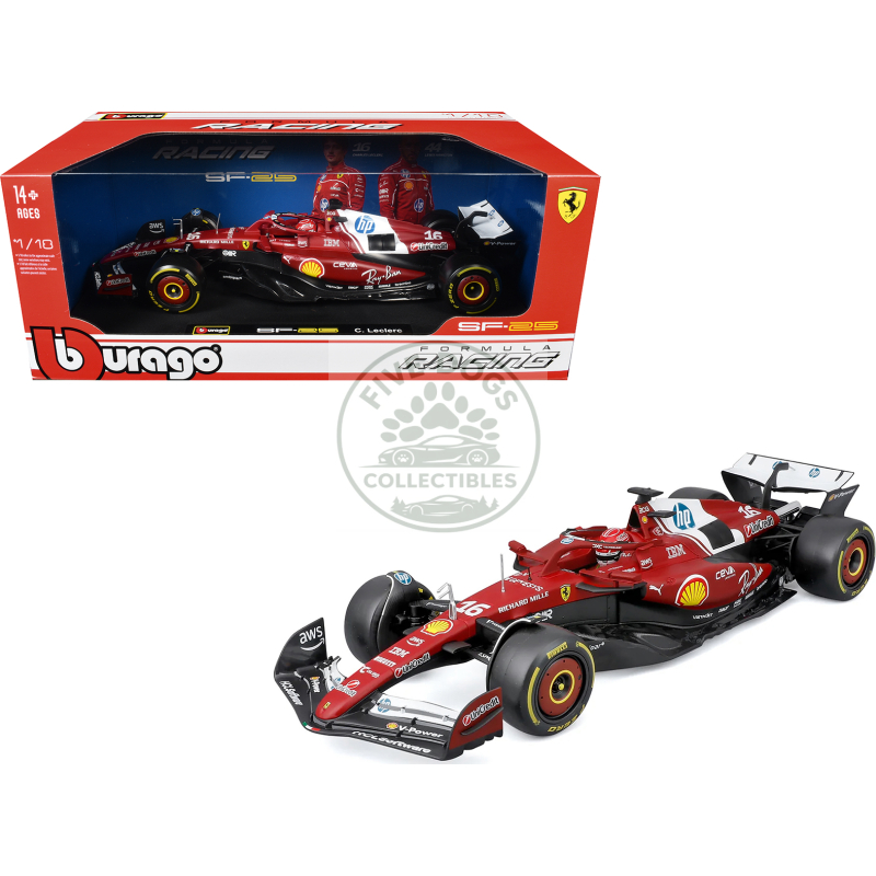 ferrari sf 25 #16 charles leclerc formula one f1 world championship (2025) "formula racing" series 1/18 diecast model car by bburago