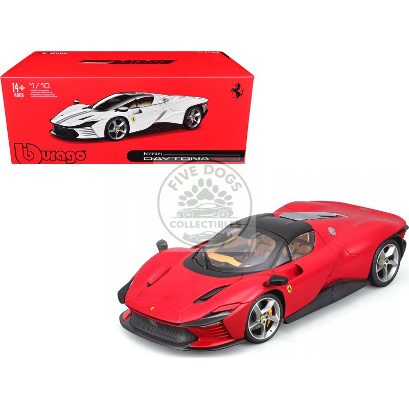 ferrari daytona sp3 red with black top "signature series" 1/18 diecast model car by bburago