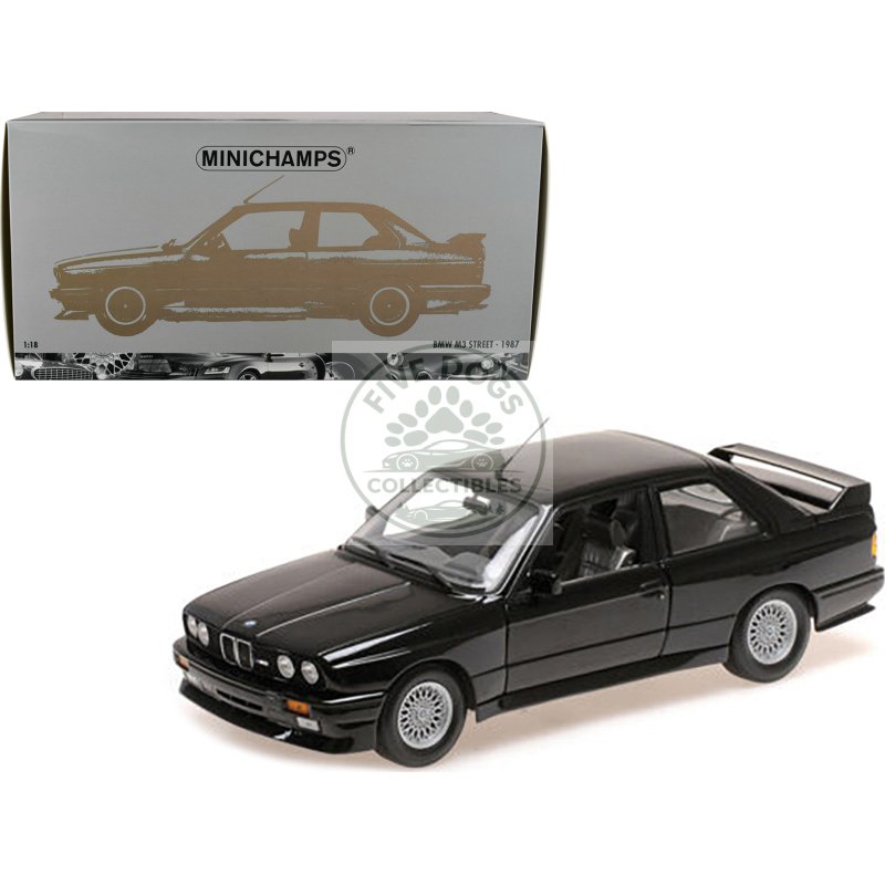 1987 bmw m3 street black metallic 1/18 diecast model car by minichamps