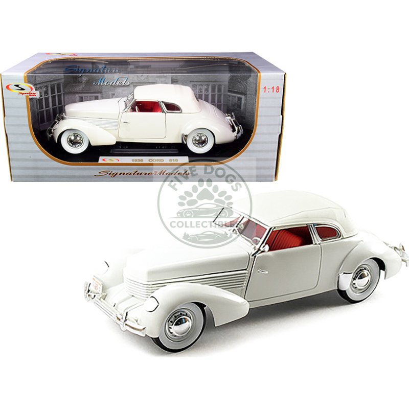1936 cord 810 coupe white with red interior 1/18 diecast model car by signature models