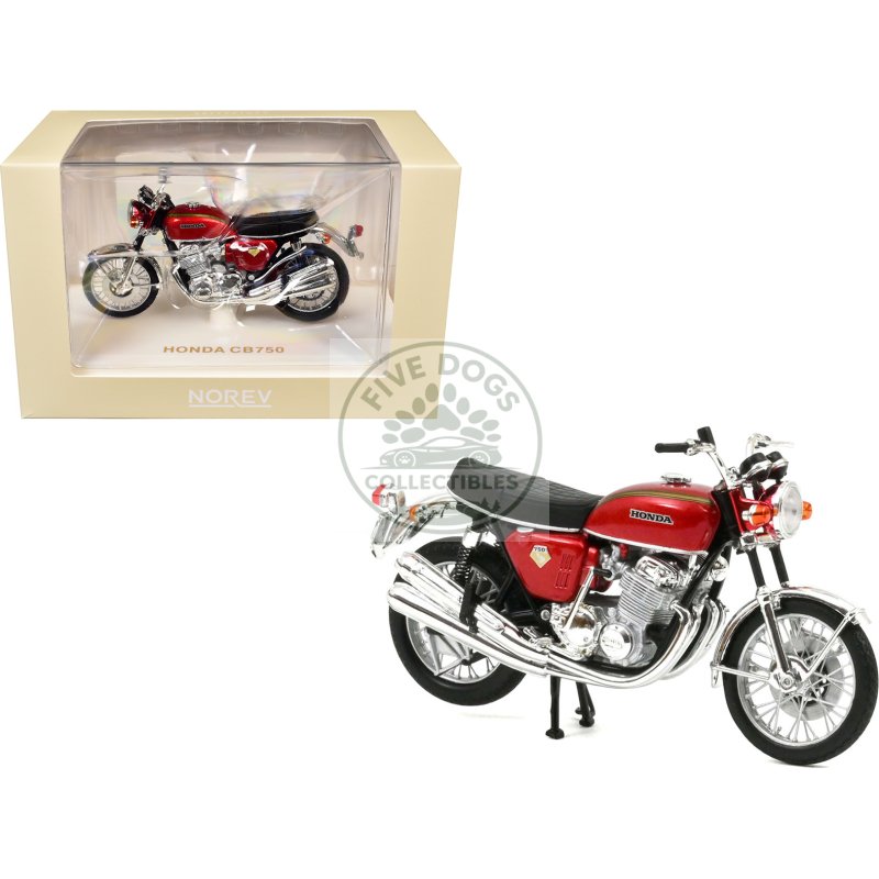 honda cb750 motorcycle red metallic 1/18 diecast model by norev