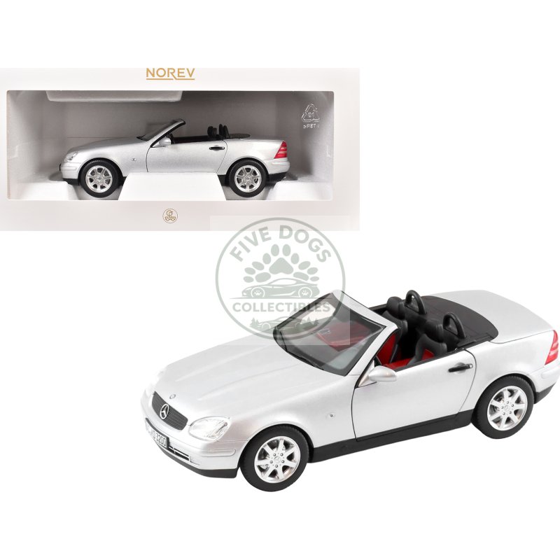 1996 mercedes benz slk convertible brilliant silver metallic 1/18 diecast model car by norev