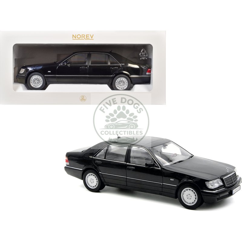1997 mercedes benz s600 obsidian black metallic 1/18 diecast model car by norev
