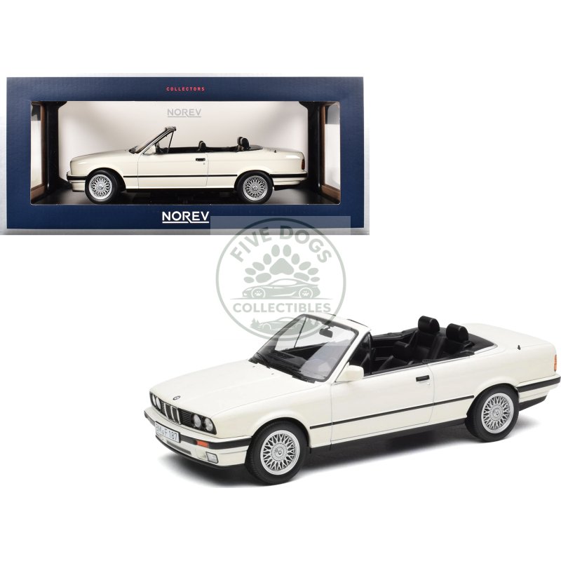 1991 bmw 325i cabriolet alpine white 1/18 diecast model car by norev