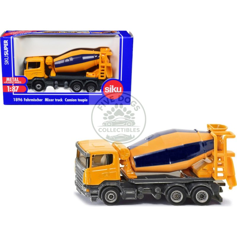 scania mixer truck yellow 1/87 (ho) diecast model by siku