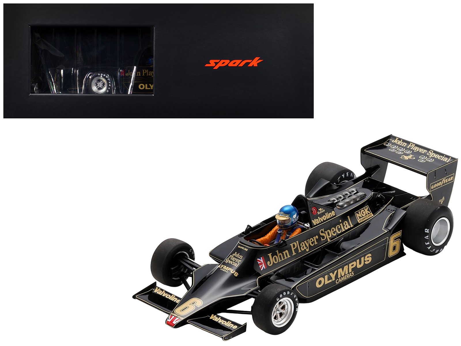 lotus 79 #6 ronnie peterson "john player team lotus" winner formula one f1 "austrian gp" (1978) with acrylic display case 1/18 model car by spark lotus 79 #6 ronnie peterson "john player team lotus" winner formula one f1 "austrian gp" (1978) with acrylic display case 1/18 model car by spark