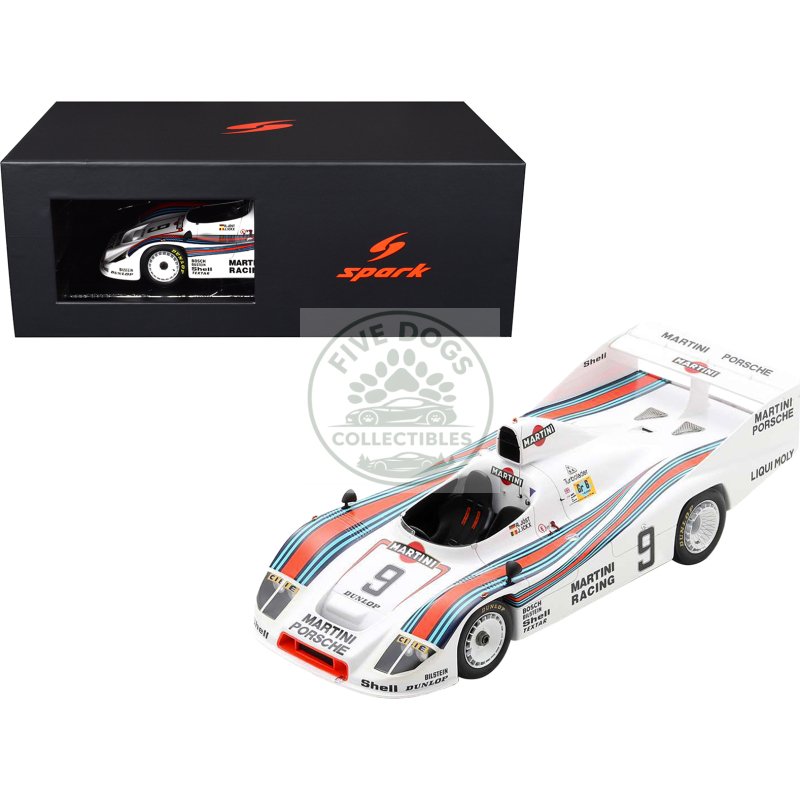 porsche 908/80 #9 jacky ickx reinhold joest "martini racing" 2nd place "24 hours of le mans" (1980) with acrylic display case 1/18 model car by spark