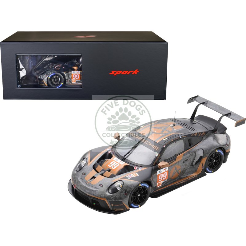 porsche 911 rsr 19 #99 andrew haryanto alessio picariello martin rump "hardpoint motorsport" gte am "24 hours of le mans" (2022) with acrylic display case 1/18 model car by spark
