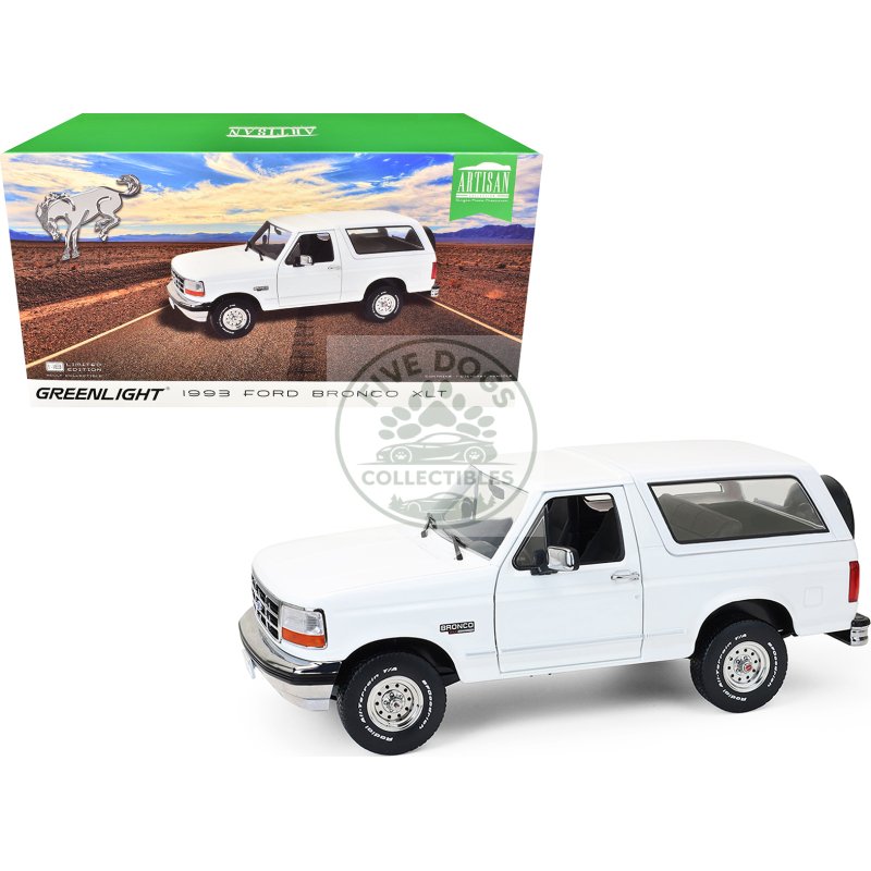 1993 ford bronco xlt oxford white "artisan collection" 1/18 diecast model car by greenlight