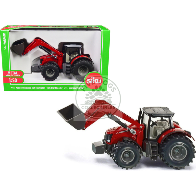 massey ferguson 8690 tractor with front loader red 1/50 diecast model by siku