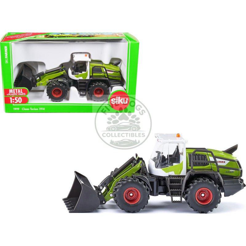 claas torion 1914 wheel loader green and white 1/50 diecast model by siku