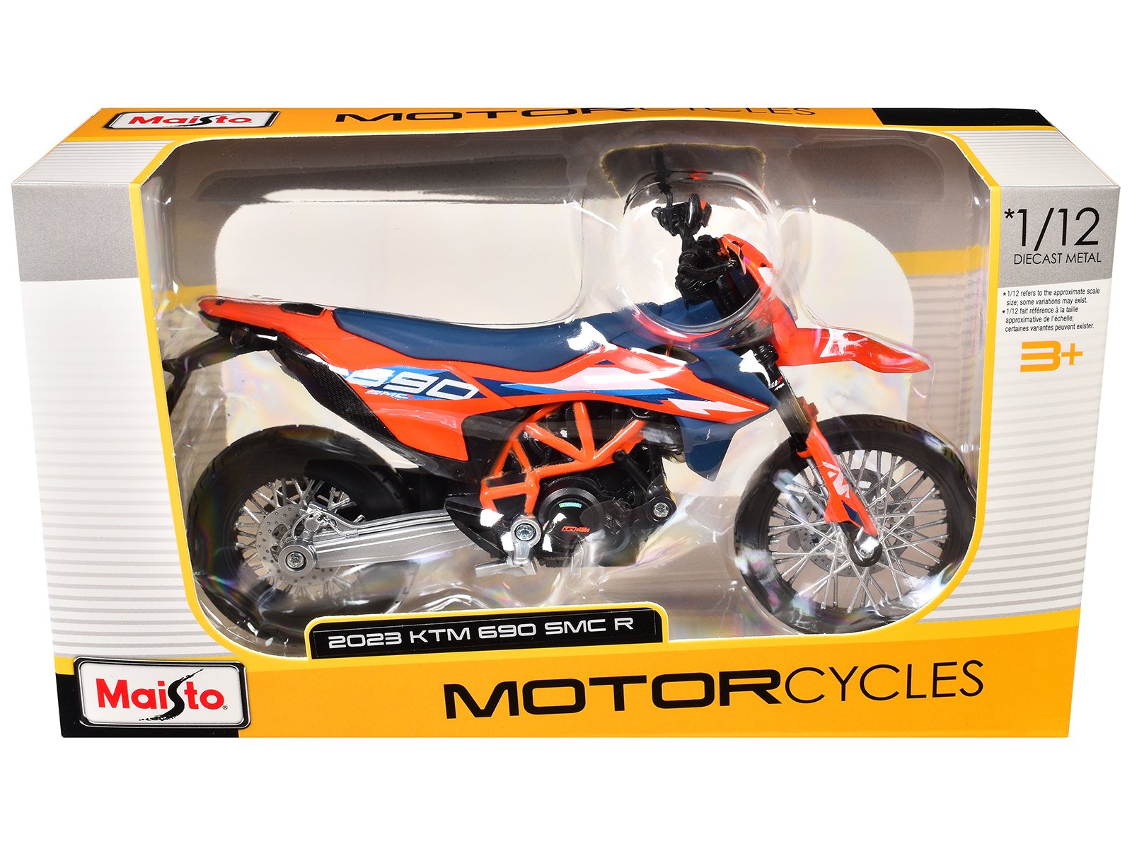 2023 ktm 690 smc r orange and blue 1/12 diecast motorcycle model by maisto 2023 ktm 690 smc r orange and blue 1/12 diecast motorcycle model by maisto
