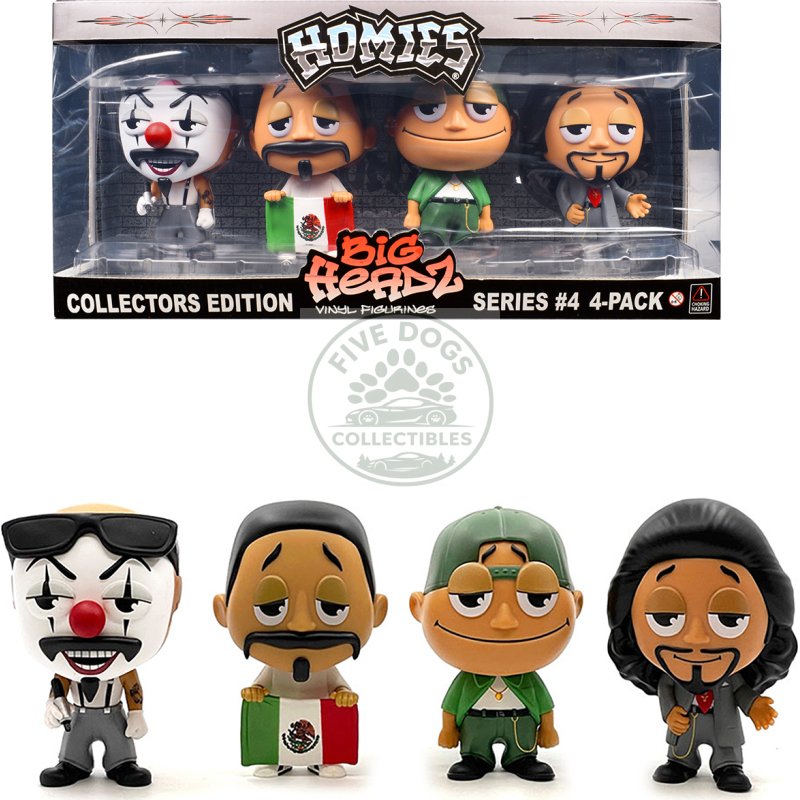 "homies big headz" series 4 collector's edition 4 pack of figures by homies