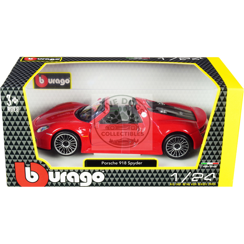 porsche 918 spyder convertible red 1/24 diecast model car by bburago