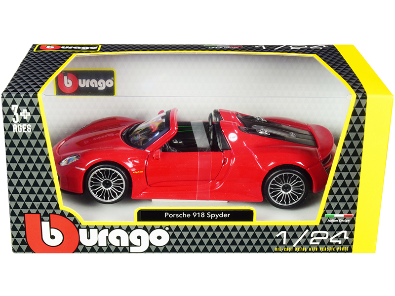 porsche 918 spyder convertible red 1/24 diecast model car by bburago porsche 918 spyder convertible red 1/24 diecast model car by bburago