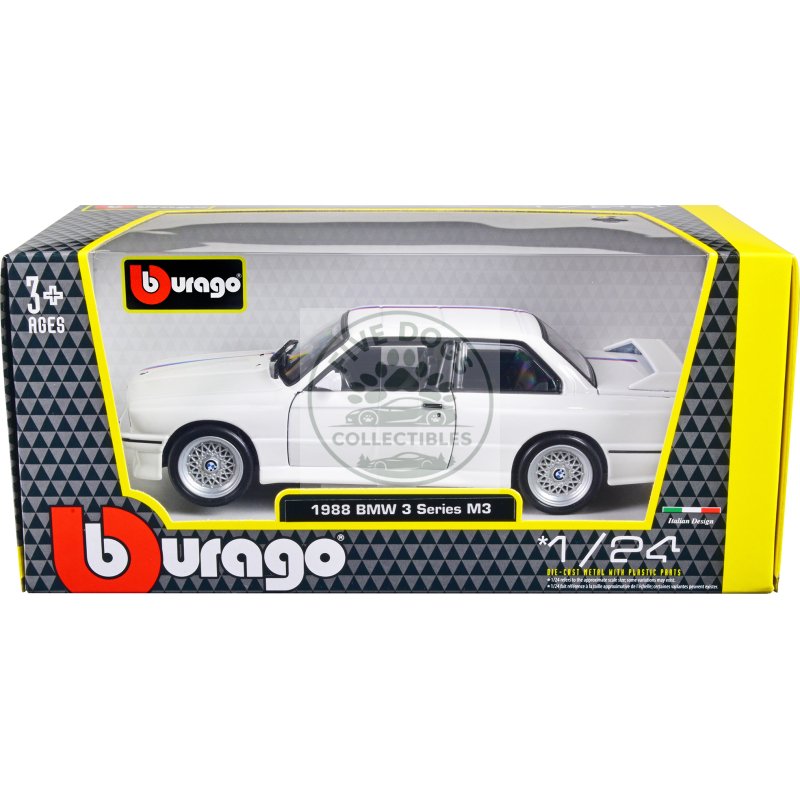 1988 bmw 3 series m3 e30 white 1/24 diecast model car by bburago