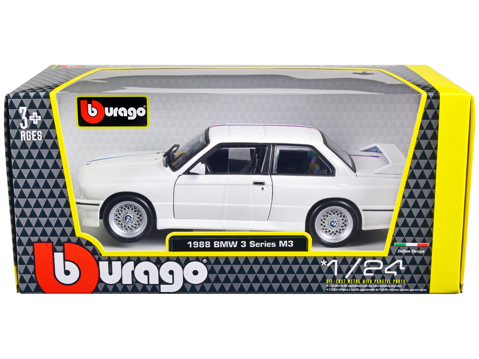 1988 bmw 3 series m3 e30 white 1/24 diecast model car by bburago 1988 bmw 3 series m3 e30 white 1/24 diecast model car by bburago