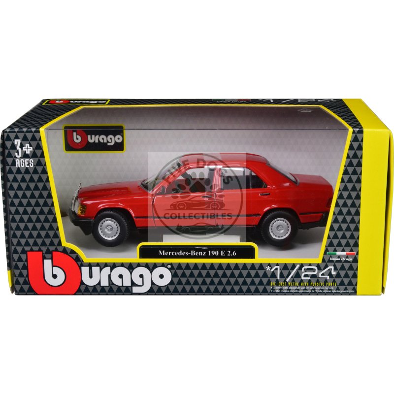 mercedes benz 190 e 2.6 red 1/24 diecast model car by bburago