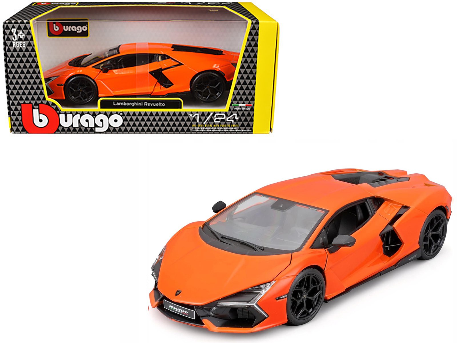 lamborghini revuelto orange "italian design" series 1/24 diecast model car by bburago lamborghini revuelto orange "italian design" series 1/24 diecast model car by bburago