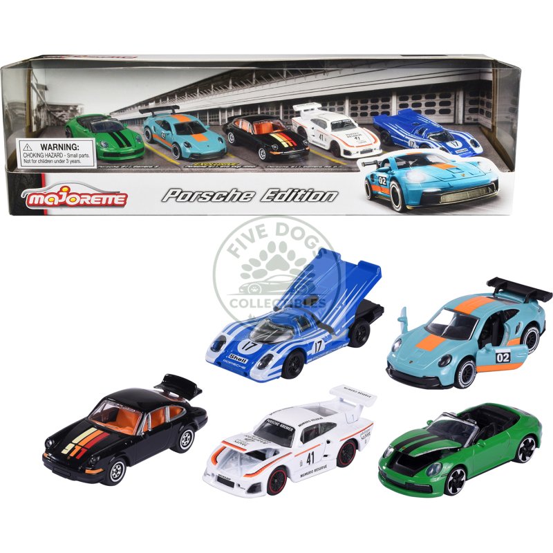 porsche edition (2023) 5 piece set 1/64 diecast model cars by majorette
