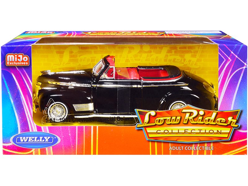 1941 chevrolet special deluxe convertible black with red interior "low rider collection" 1/24 diecast model car by welly 1941 chevrolet special deluxe convertible black with red interior "low rider collection" 1/24 diecast model car by welly
