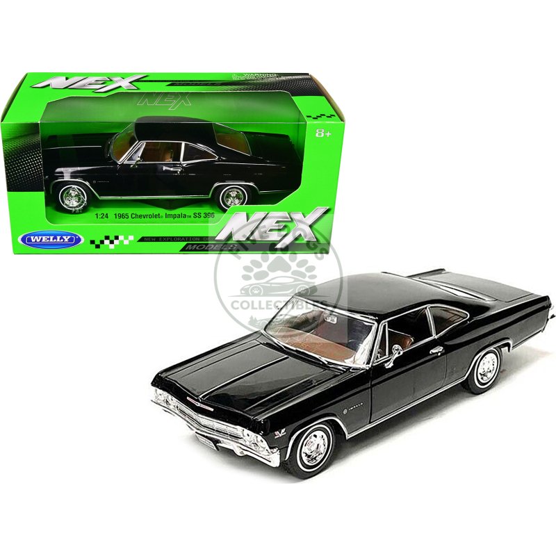 1965 chevrolet impala ss 396 black with brown interior "nex models" 1/24 diecast model car by welly
