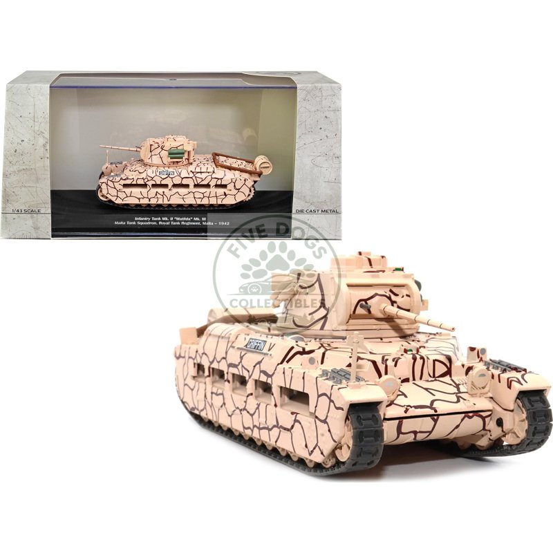infantry tank mk. ii "matilda" mk. iii "griffin" "malta tank squadron royal tank regiment malta 1942" 1/43 diecast model by afvs of wwii