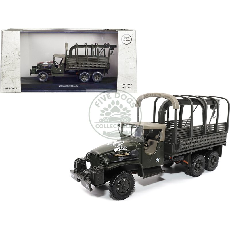 gmc cckw353 wrecker tow truck olive drab "united states army" 1/43 diecast model by militaria die cast