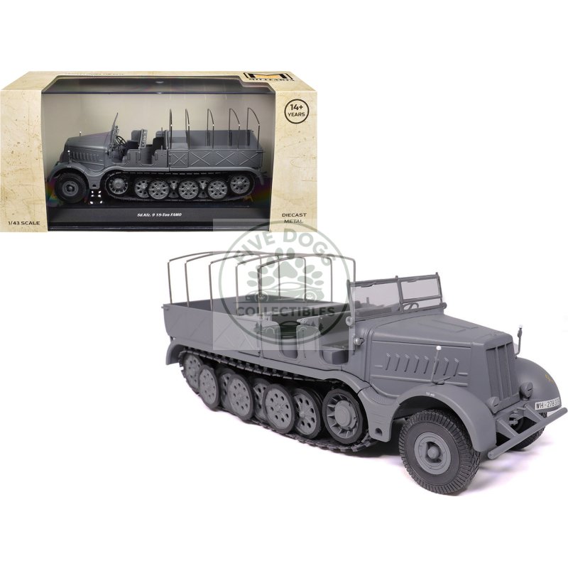 sd.kfz. 9 18 ton famo afv gray "german army" 1/43 diecast model by militaria die cast
