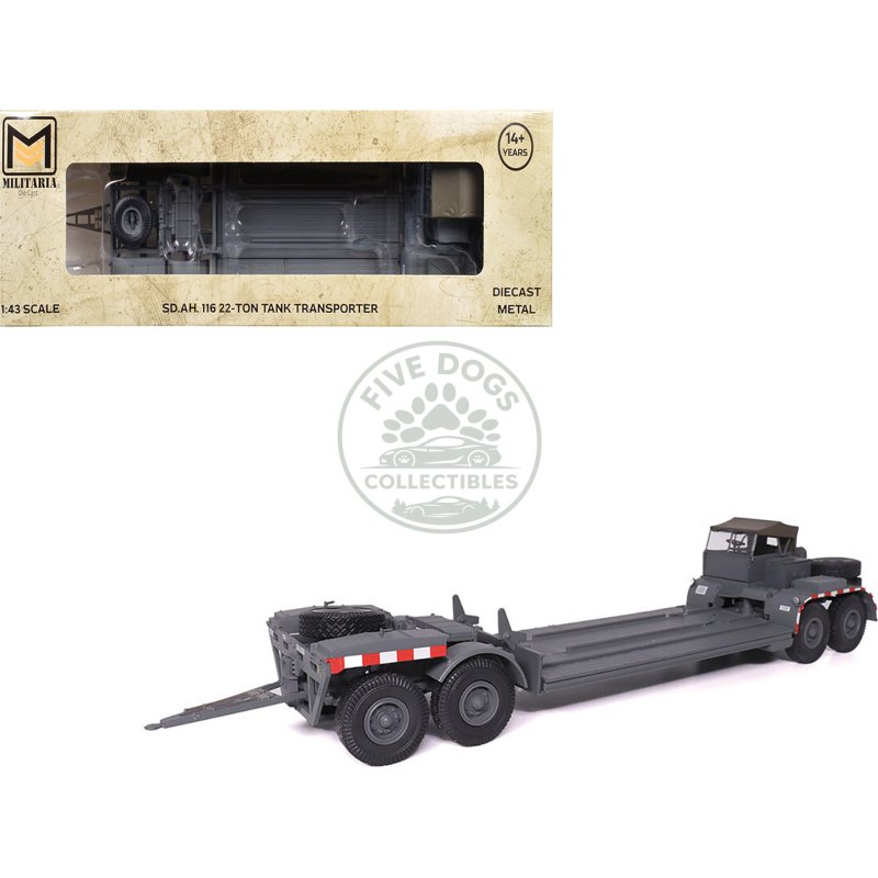 sd.ah. 116 22 ton tank transporter gray "german army" 1/43 diecast model by militaria die cast
