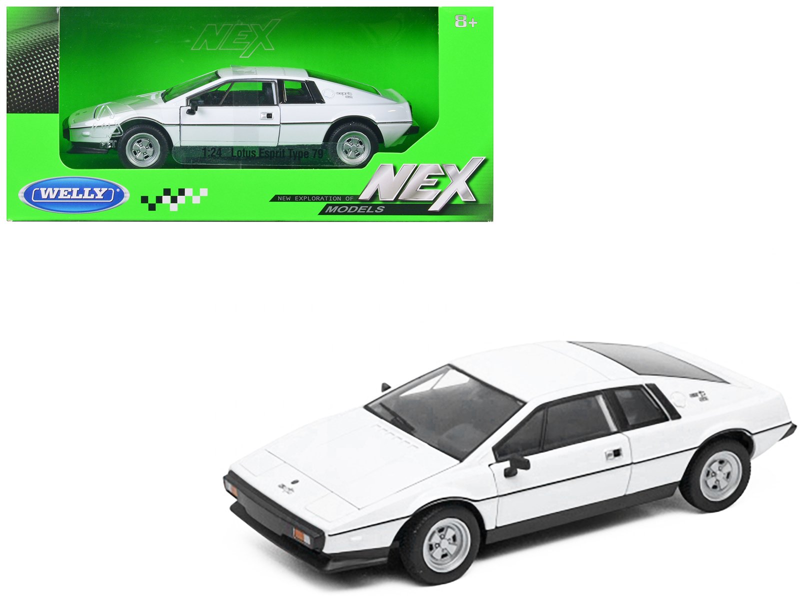 lotus esprit s2 type 79 white "nex models" series 1/24 diecast model car by welly lotus esprit s2 type 79 white "nex models" series 1/24 diecast model car by welly