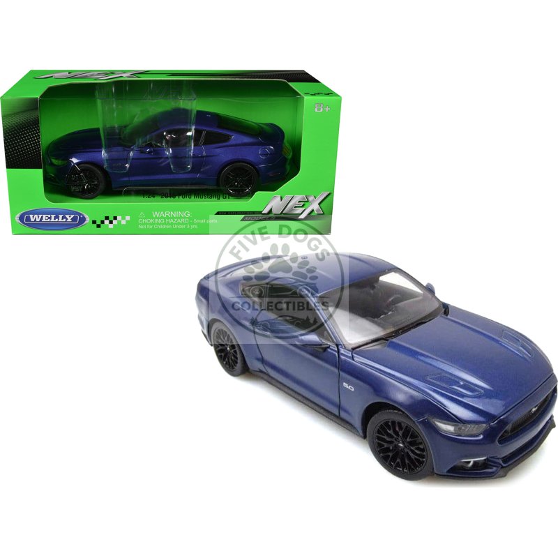 2015 ford mustang gt 5.0 blue metallic "nex models" series 1/24 diecast model car by welly