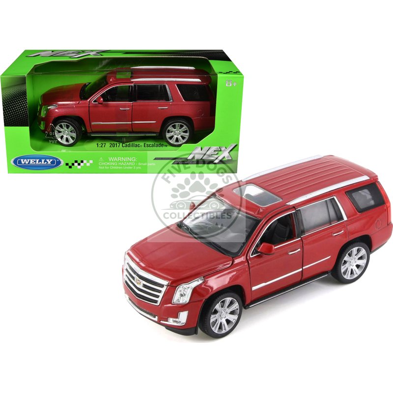 2017 cadillac escalade with sunroof red metallic 1/24 1/27 diecast model car by welly